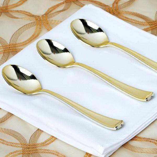 24 pcs Gold Metallic Set Disposable Plastic Party Spoons Forks and Knives