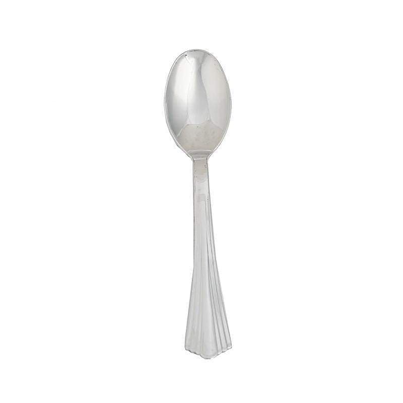 25 pcs 6.75" Silver Disposable Plastic Party Spoons