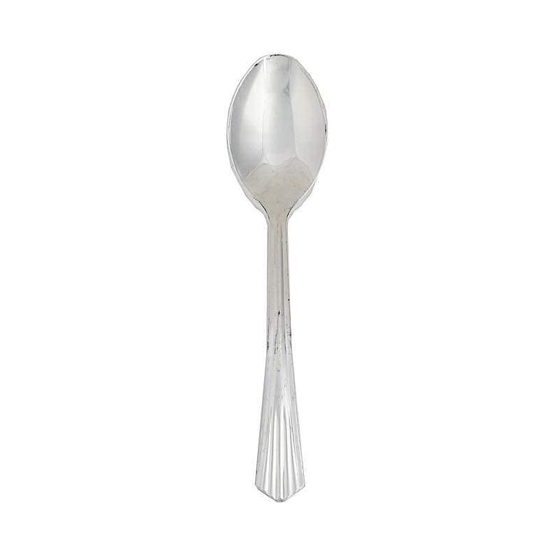 25 pcs 7.25" Silver Disposable Plastic Party Spoons