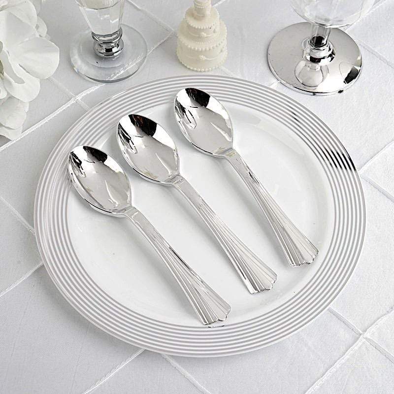 36 pcs 5.5" Silver Disposable Plastic Party Tea Spoons
