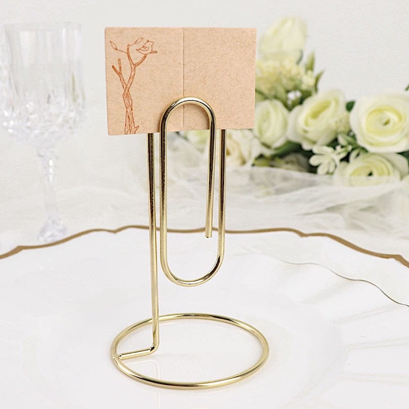 5 Gold 5 in Metal Table Number Sign Holders Paperclip Place Card Stands
