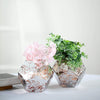 2 pcs 5 in tall Silver with Rose Gold Geometric Mercury Glass Candle Holders Vases Centerpieces