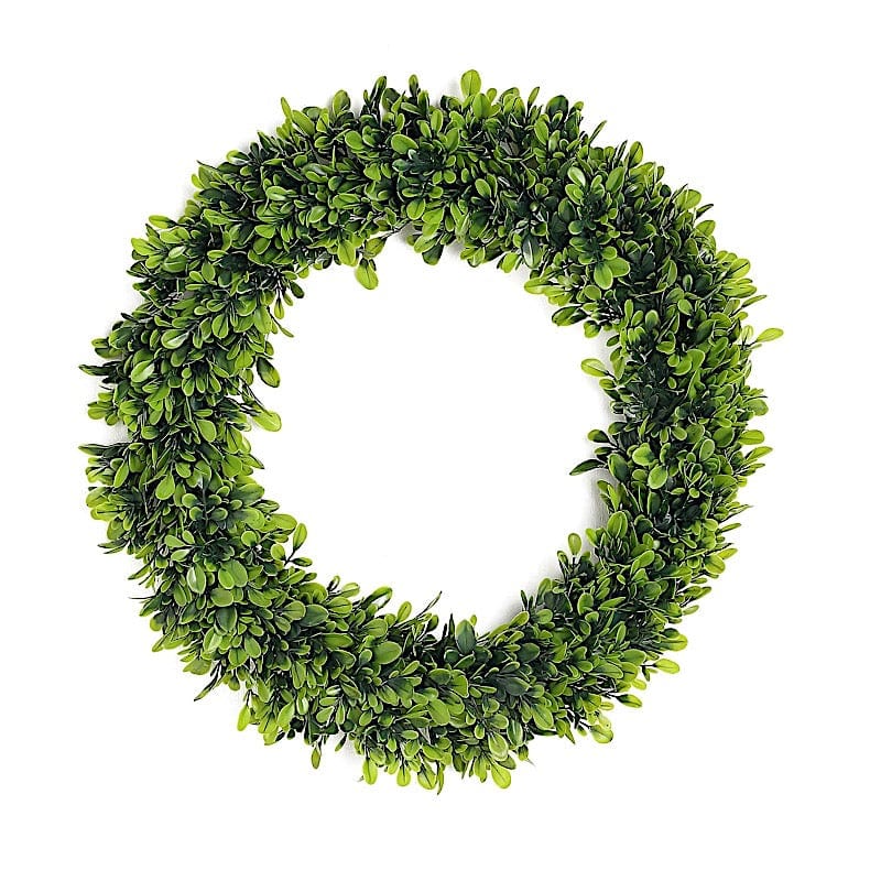 2 Green and White 21 in Wreaths Artificial Leaves Candle Rings