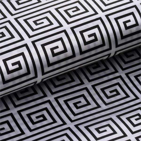 54 inch x 10 yards Black and White Satin Greek Design Fabric