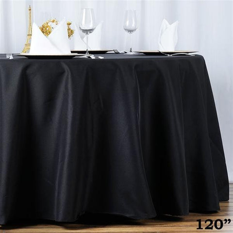 120 inch Black Premium Polyester Round Tablecloth
