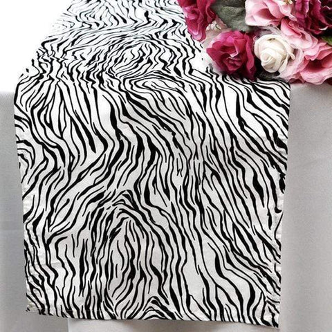 Black and White Mini Zebra Safari Animal Print Table Runner