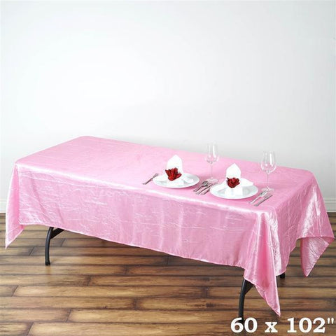 60 x 102 inch Pink Crinkle Taffeta Tablecloth