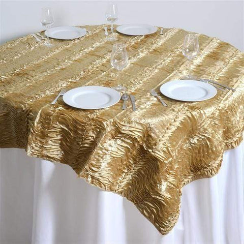 72 inch Champagne Raised Waves Square Satin Table Overlay