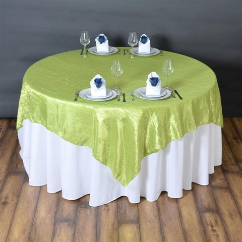 72 inch Square Apple Green Taffeta Crinkle Overlay
