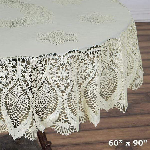 60 x 90 inches Vinyl with Crochet Lace Tablecloths