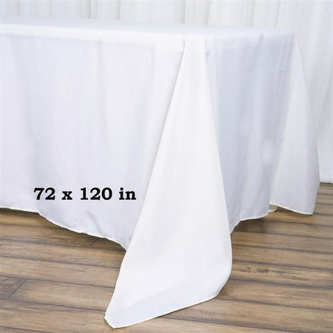 72x120 inch White Polyester Rectangular Tablecloth
