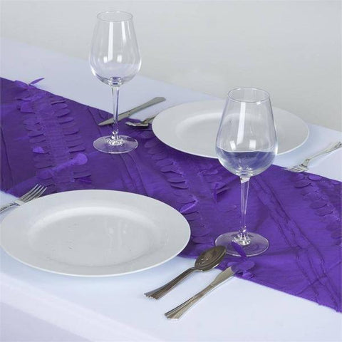 Purple Raised Petals Taffeta Table Runner