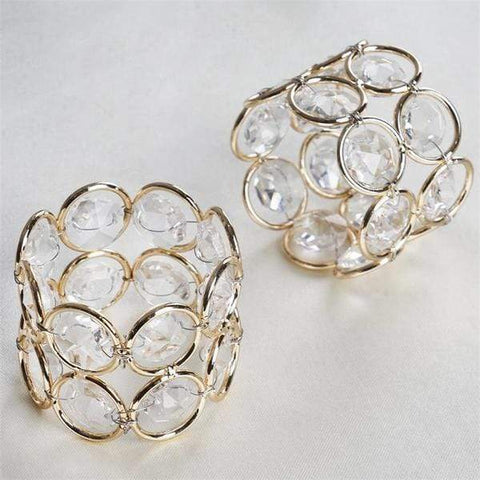 Gold Faux Crystal Beaded Design Napkin Rings