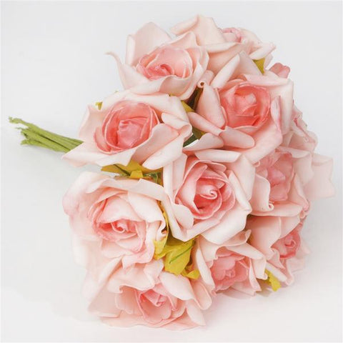 6 Bushes Blooming Artificial Rose Bouquets - Pink