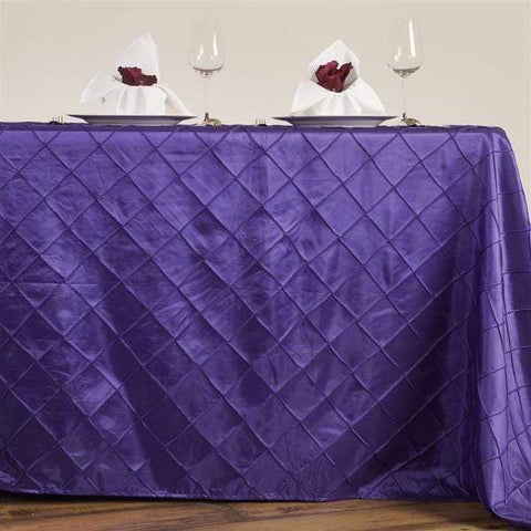 90 x 156 inch Purple Pintuck Rectangular Tablecloth