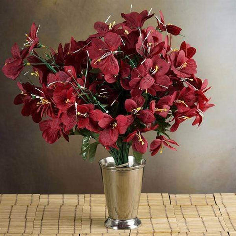 144 Burgundy Silk Mini Primrose Flowers