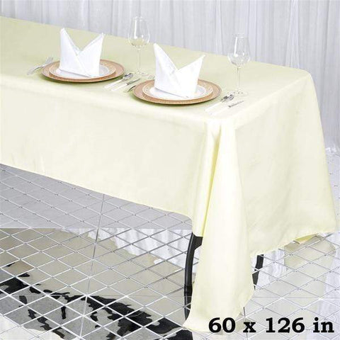 60 x 126 inch Ivory Premium Polyester Rectangular Tablecloth