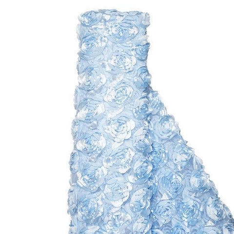54 x 4 yards Serenity Blue Ribbon Roses on Lace Fabric 