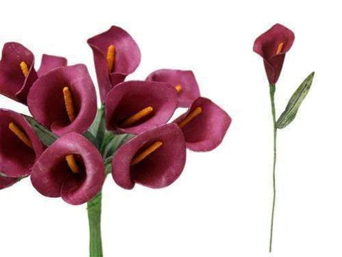 Single Stem Mini Calla Lilies - Burgundy
