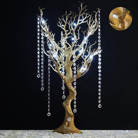 30 inch Gold Glittered Manzanita Tree with LED Lights