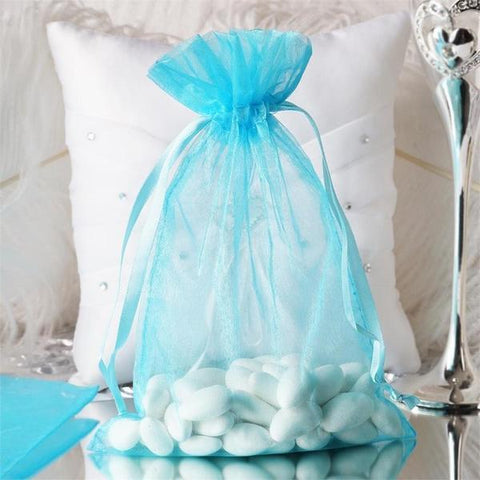 Turquoise 6x9" Sheer Organza Favor Bags with Pull String