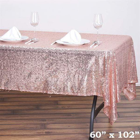 60" x 102" Blush Sequin Rectangular Tablecloth