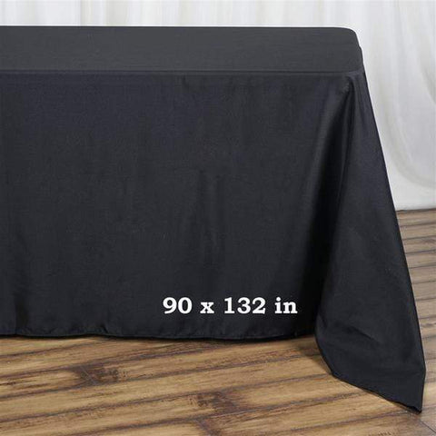 90 x 132 inch Black Polyester Rectangular Tablecloth