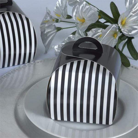 10 Black and White Stripes CupCake Purse Wedding Favor Boxes