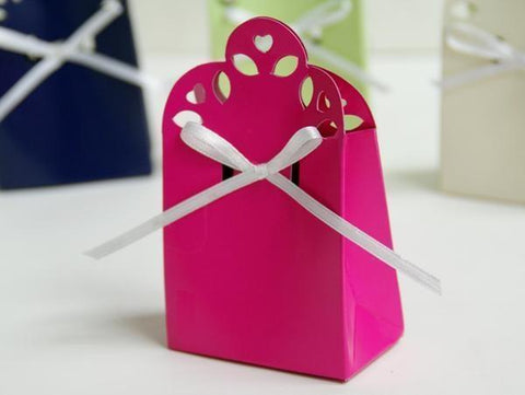 100 pcs Fuchsia Wedding Favors Boxes with Ribbon