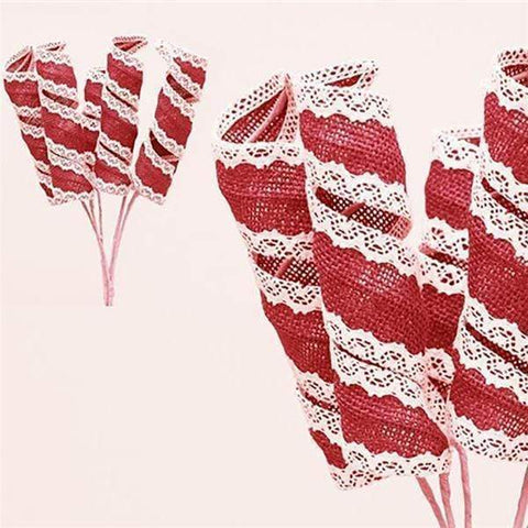 15 Fuchsia Burlap and Lace Branches