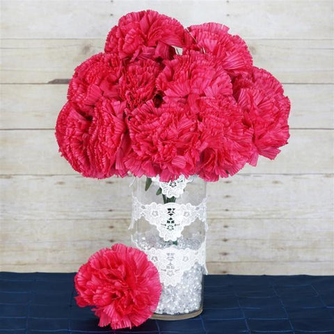 36 Fuchsia Extra Large Silk Carnations 