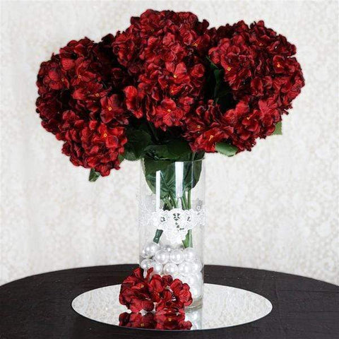 28 Black and Red Silk Hydrangea Flowers