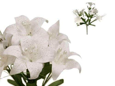 Silk Tiger Lily Flowers - White