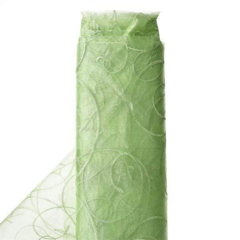 54" x 10 yards Apple Green Embroidered Organza Fabric