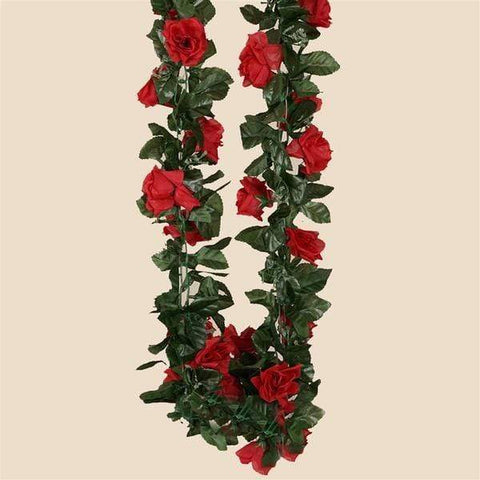 6 feet Red 3D Chain Garland with Silk Roses