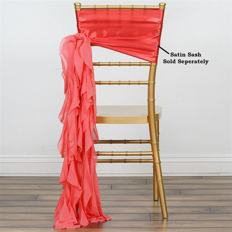 Coral Curly Chiffon Chair Sash