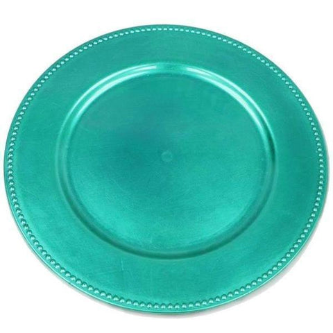 13" Turquoise Round Beaded Charger Plates