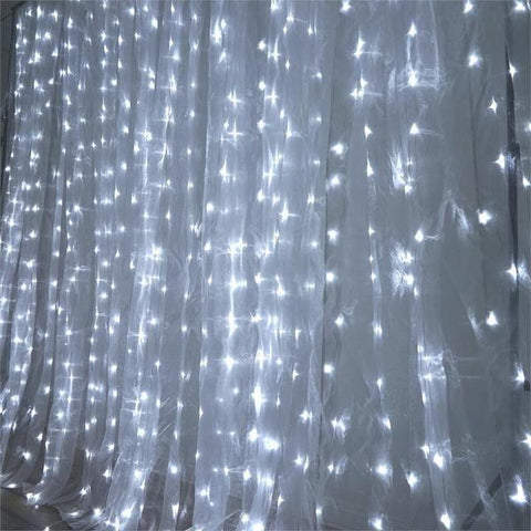 20 feet x 10 feet White LED Lights with Organza Backdrop Curtain
