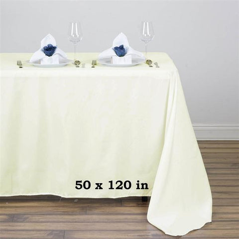 50x120 inch Ivory Polyester Rectangular Tablecloth
