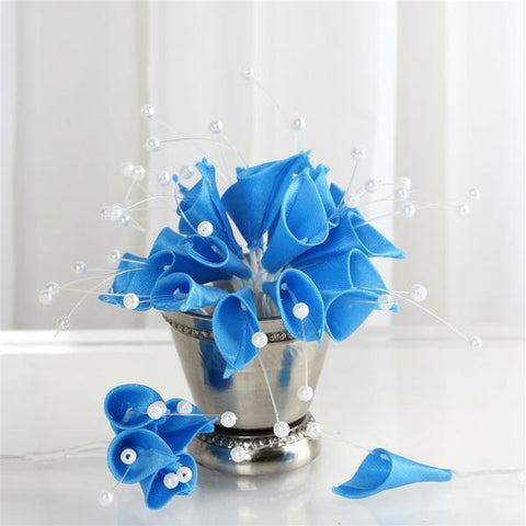 Turquoise Pearl Beaded Lilies Craft Flowers
