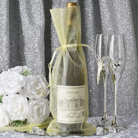  Yellow 6x15" Sheer Organza Favor Bags with Pull String