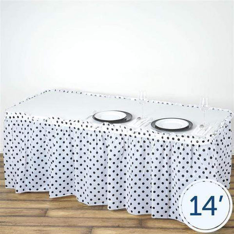 14 feet x 29" White and Black Polka Dots Plastic Table Skirt