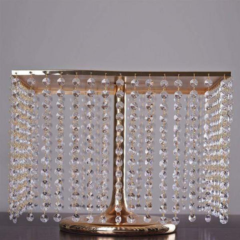 Gold 16" wide Crystal Pendants Square Metal Cake Stand