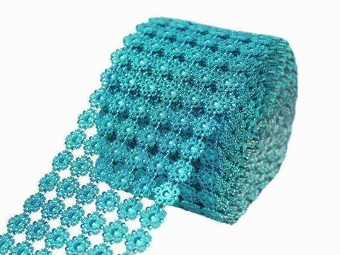 4.75" x 30 feet Turquoise Flowers Diamond Roll