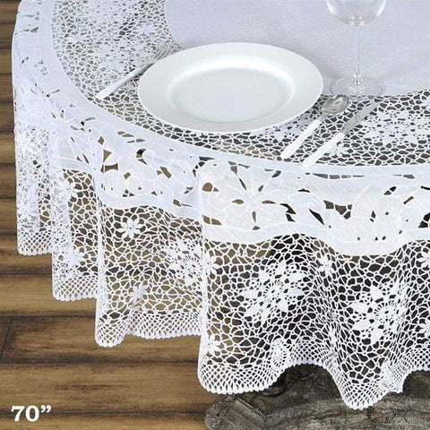 70 in Vinyl Tablecloths with Crochet Lace
