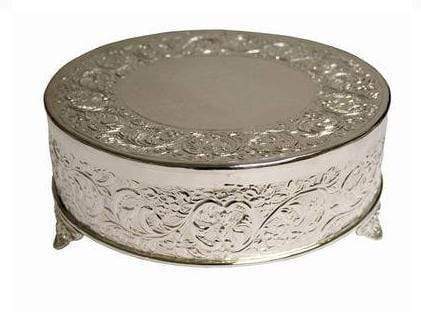 14" Silver Round Wedding Cake Stand Riser