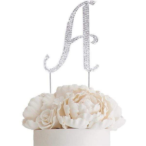 4.5" tall Letter A Rhinestone Cake Topper