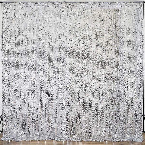 20 feet x 10 feet Silver Big Payette Sequin Backdrop Curtain