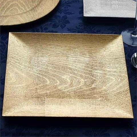 13 inches Wooden Textured Square Charger Plates