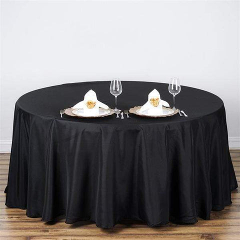 108" Black Polyester Round Tablecloth